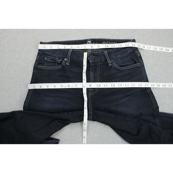 7 For All ManKind Jeans Womens 27 Blue Cotton Blend Stretch Flared Leg A Pocket - Picture 6 of 7